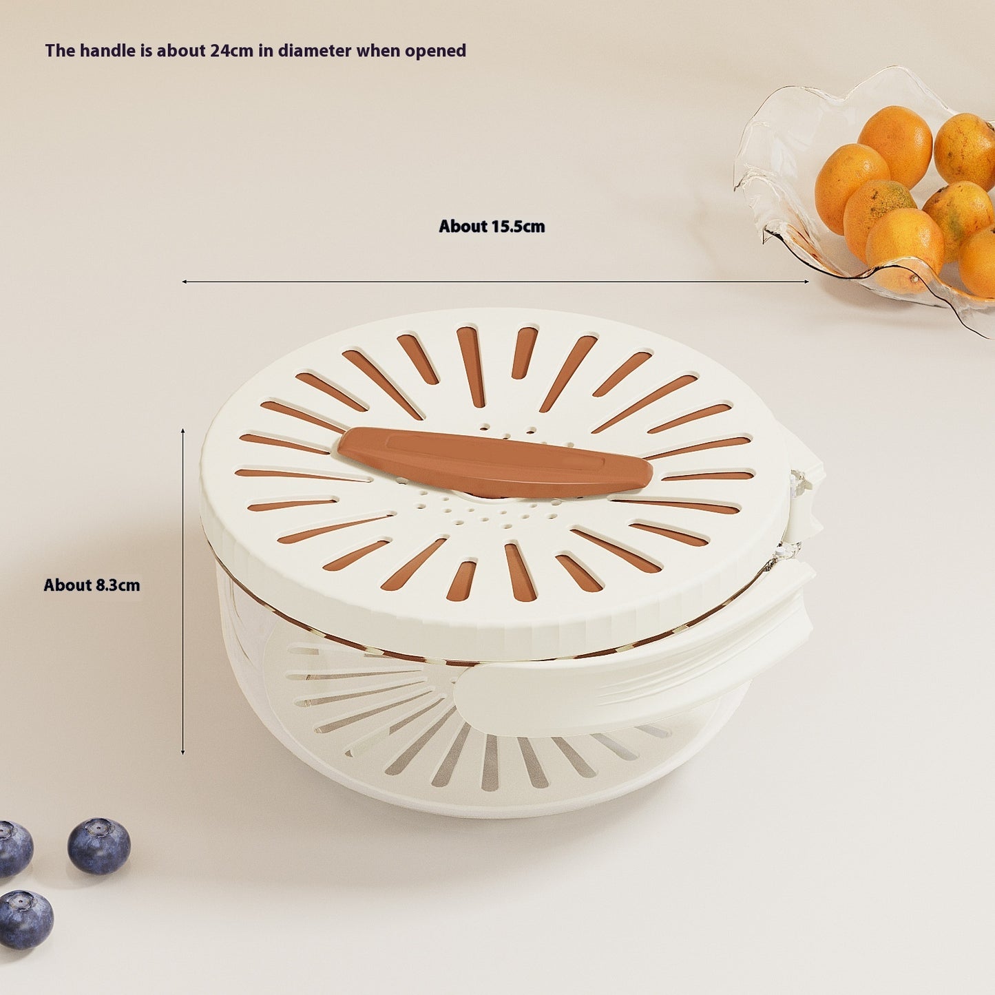 Drain Basket With Lid - Fruit/Vegetable Washing Bowl/Foldable Handle - HNGoods