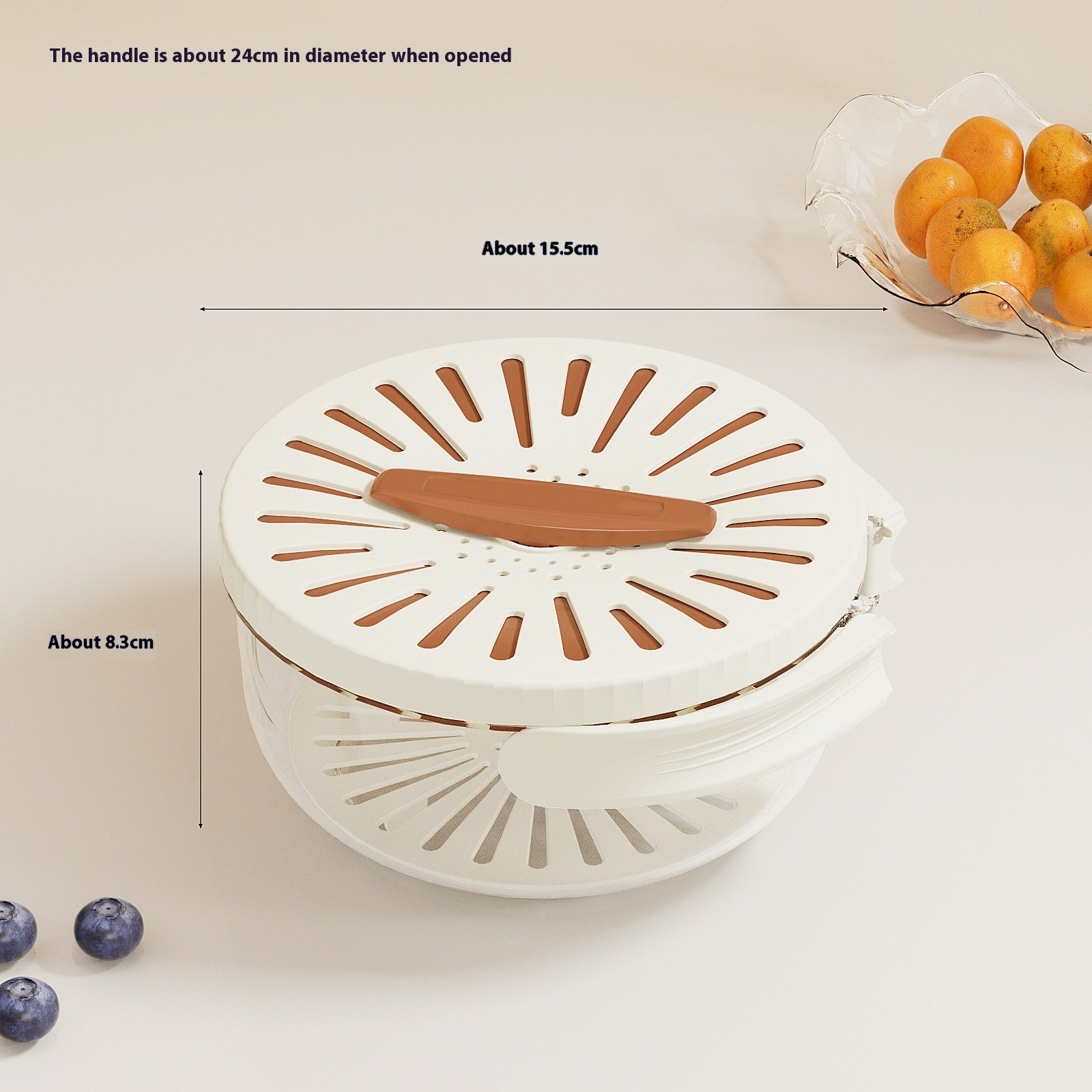 Drain Basket With Lid - Fruit/Vegetable Washing Bowl/Foldable Handle - HNGoods