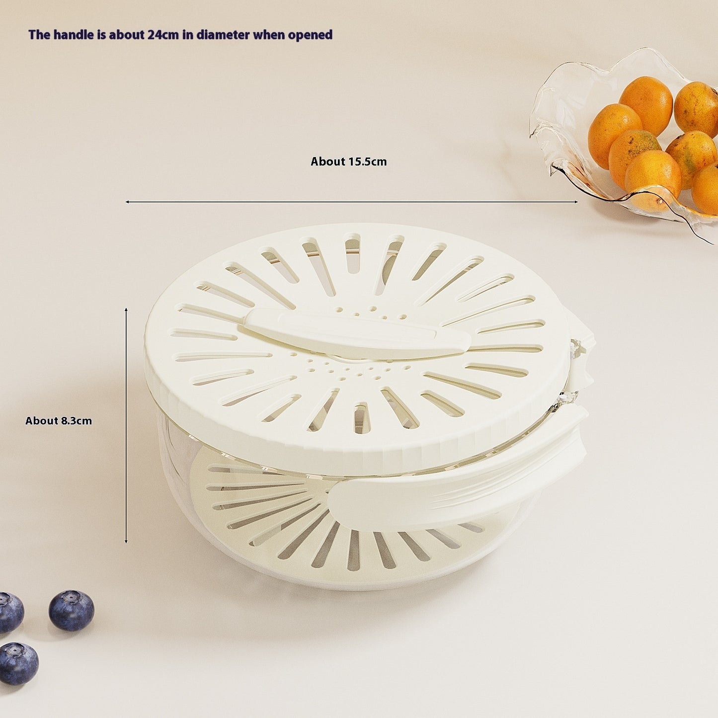 Drain Basket With Lid - Fruit/Vegetable Washing Bowl/Foldable Handle - HNGoods