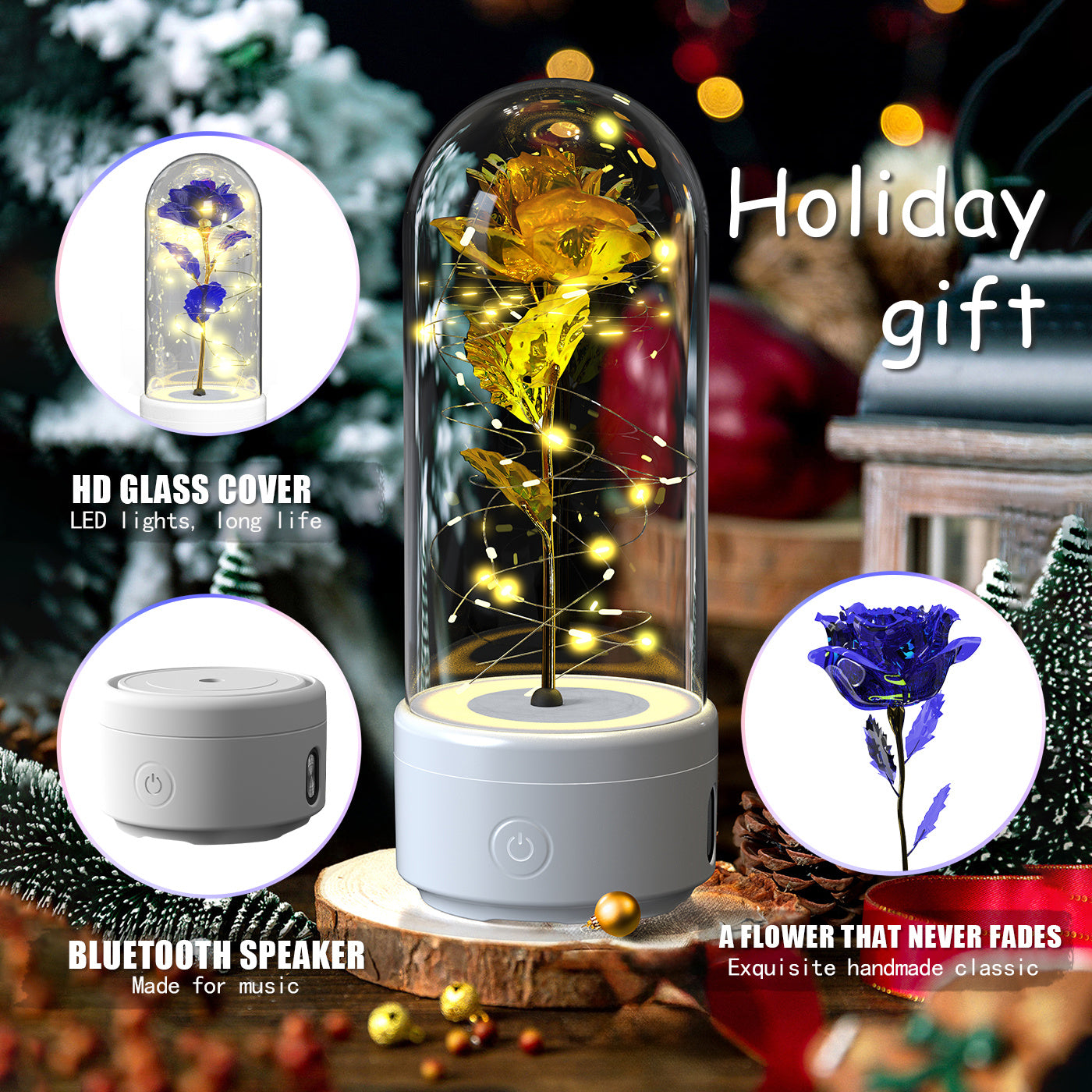 Rose Flowers LED Light And Bluetooth - 2 in 1 - HNGoods
