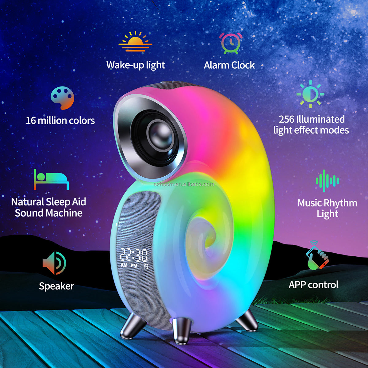 Conch Smart Light - Bluetooth Speaker &  Alarm Clock - HNGoods