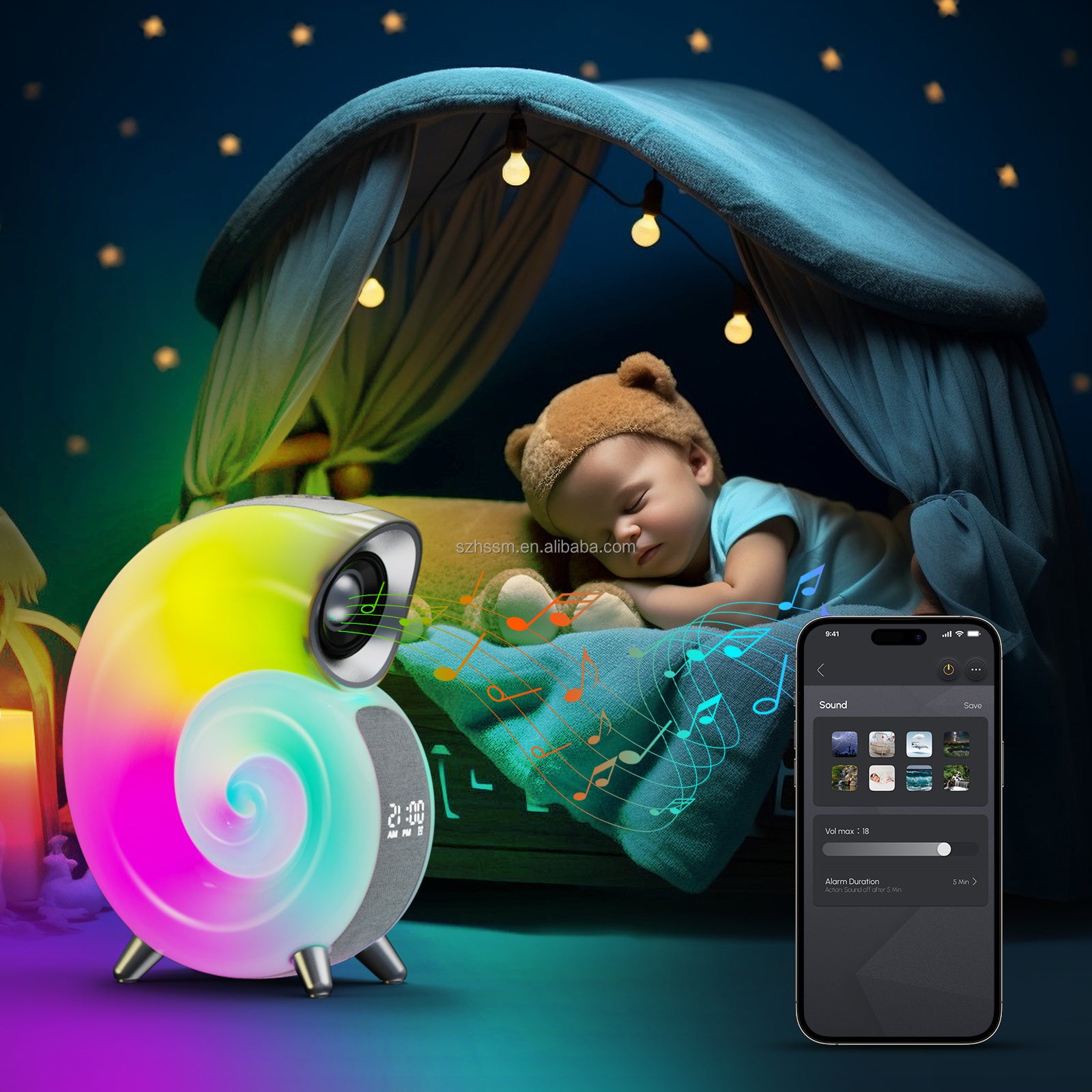Conch Smart Light - Bluetooth Speaker &  Alarm Clock - HNGoods