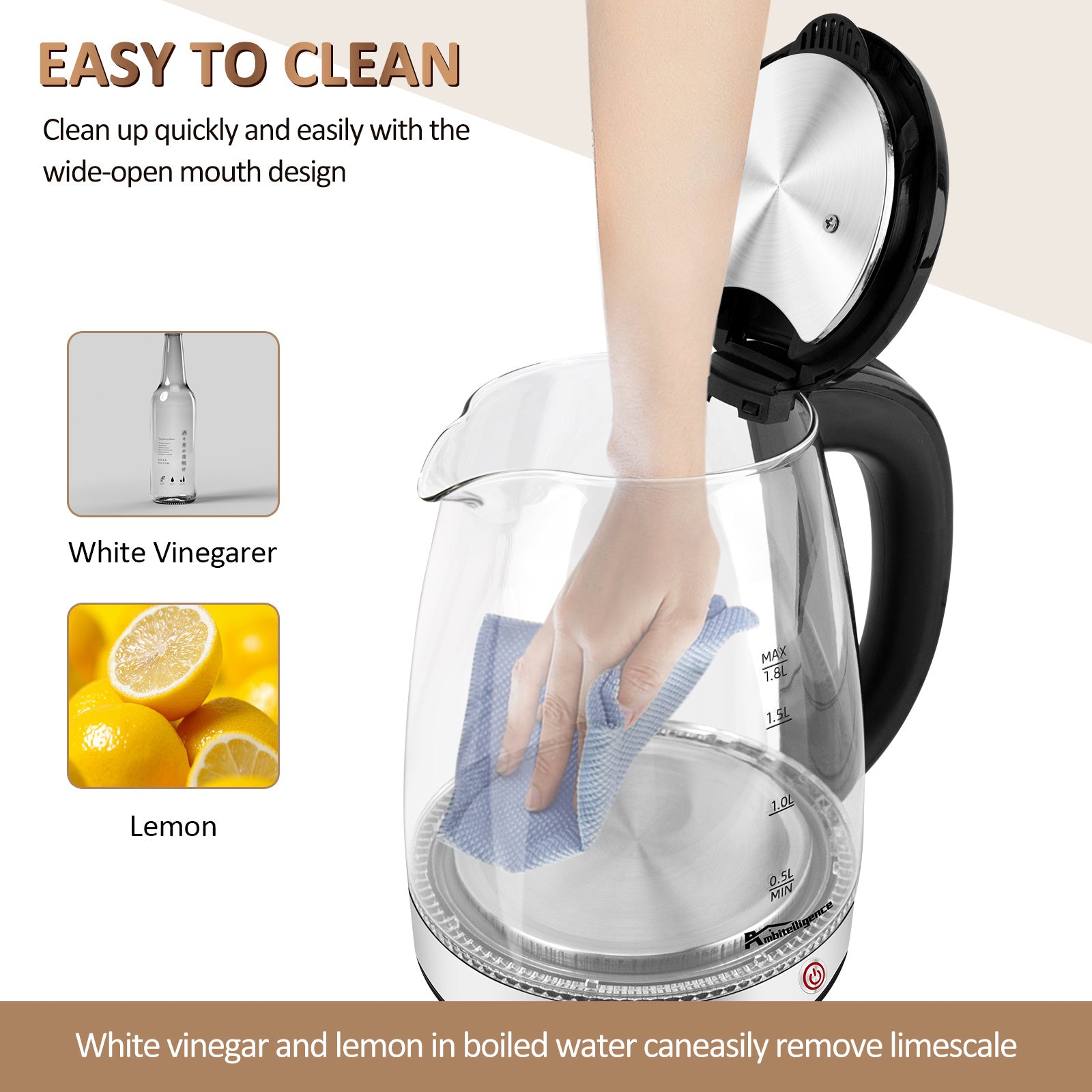 Electric Kettle - 1.8L Glass Kettle, - HNGoods